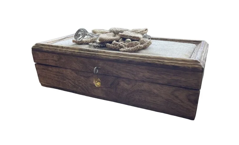 Small Wooden Jewelry Box with Flowers 9.5
